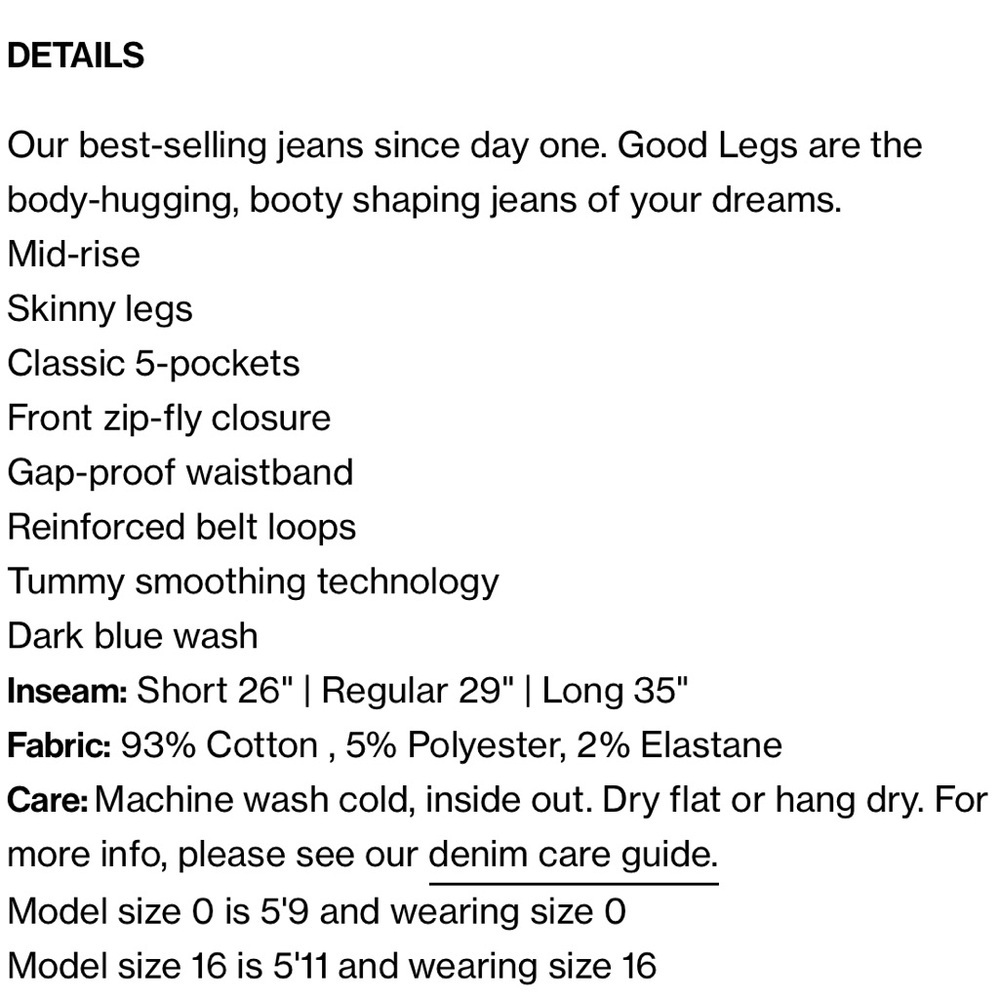 Good American Good Legs extra stretch, flat tummy tech, super stretch denim jean - Picture 8 of 14